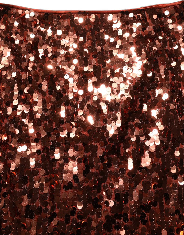 Dolce &amp; Gabbana Bronze Sequin HighWaist PencilCut Midi Skirt
