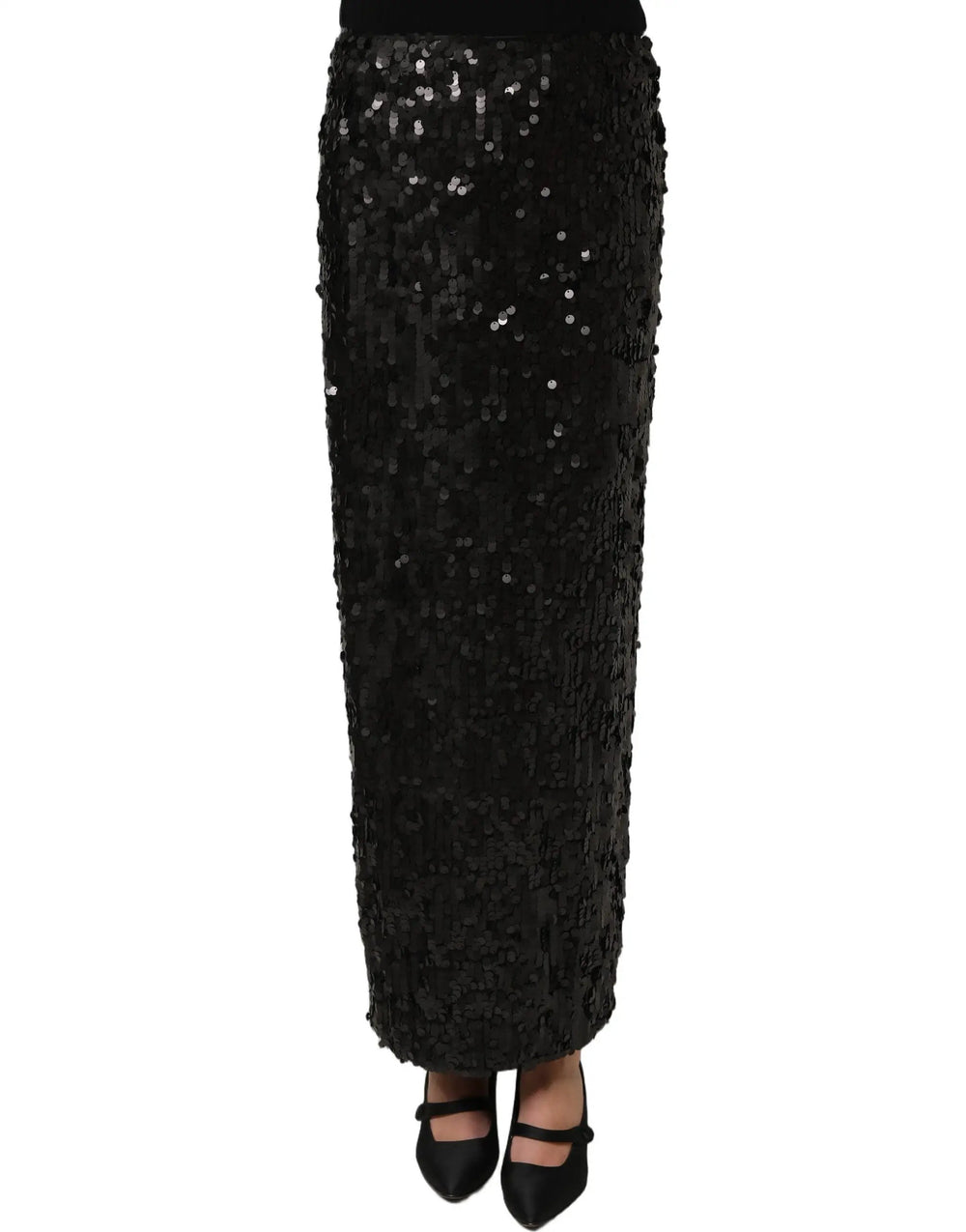 Dolce & Gabbana Sample Sale | Dolce & Gabbana Black Sequin High Waist Pencil Midi Skirt - | Designer outlet