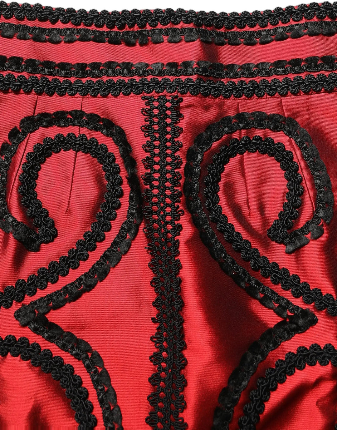 Dolce &amp; Gabbana Red Soutache Embroidery A-line Mini Skirt