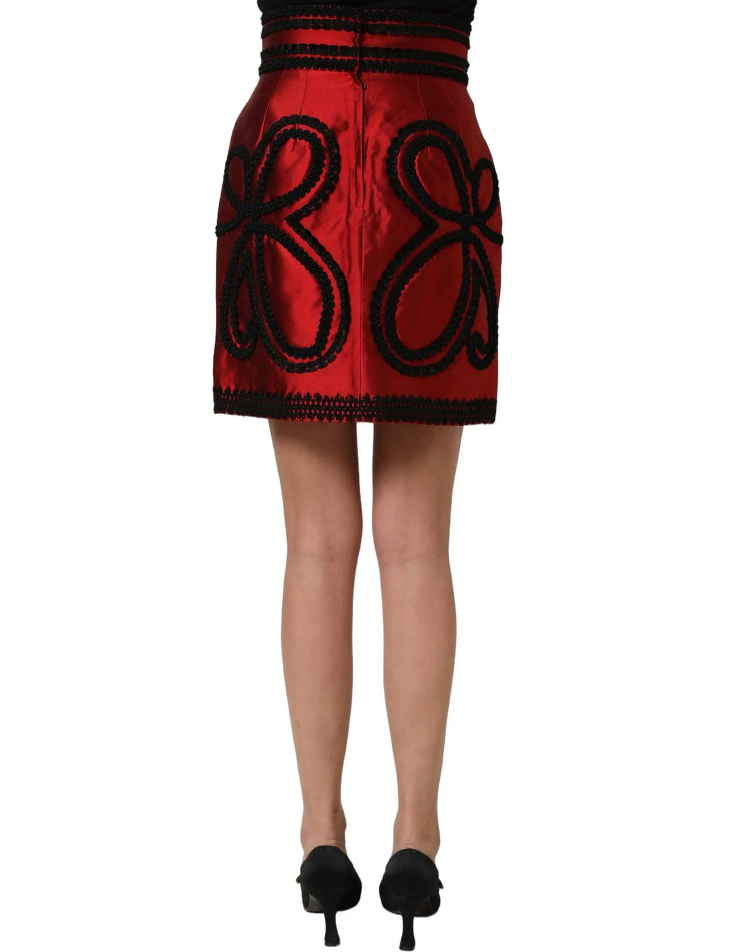 Dolce &amp; Gabbana Red Soutache Embroidery A-line Mini Skirt