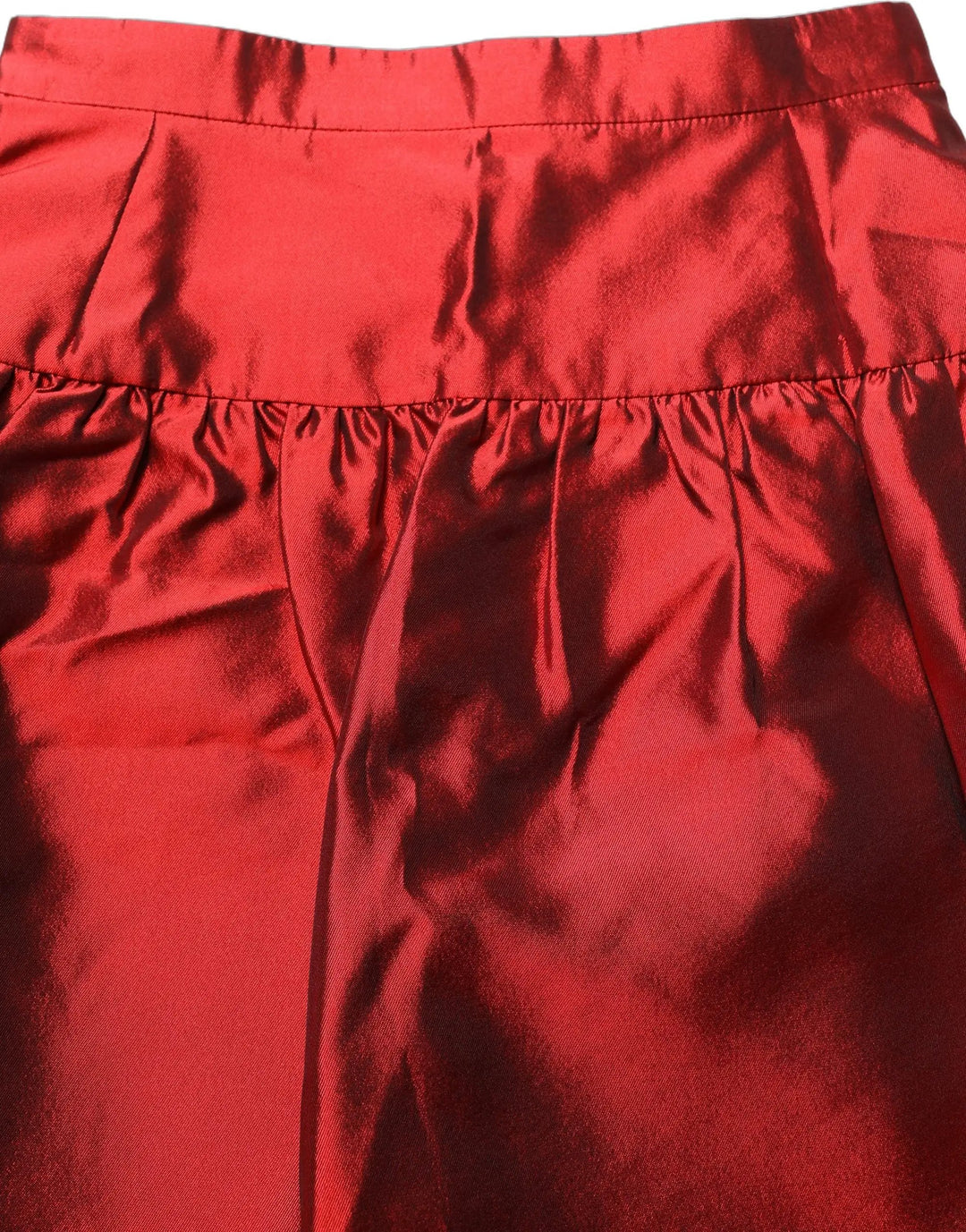Dolce &amp; Gabbana Red Silk Satin Bubble High Waist Mini Skirt