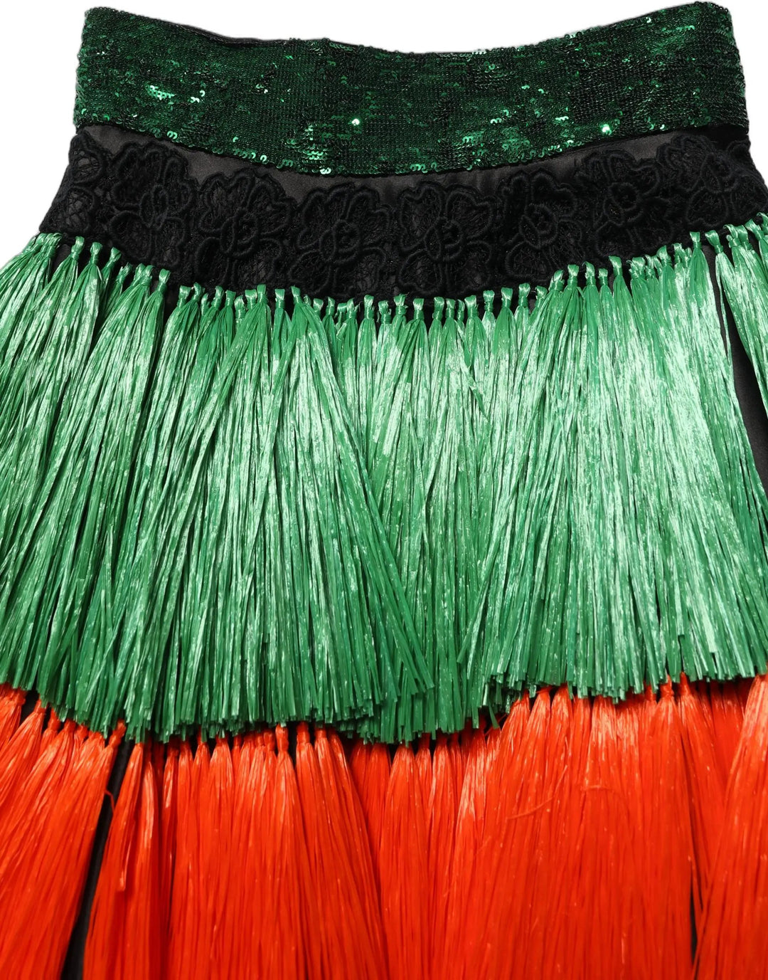 Dolce &amp; Gabbana Multicolor Fringed High Waist Knee Length Skirt