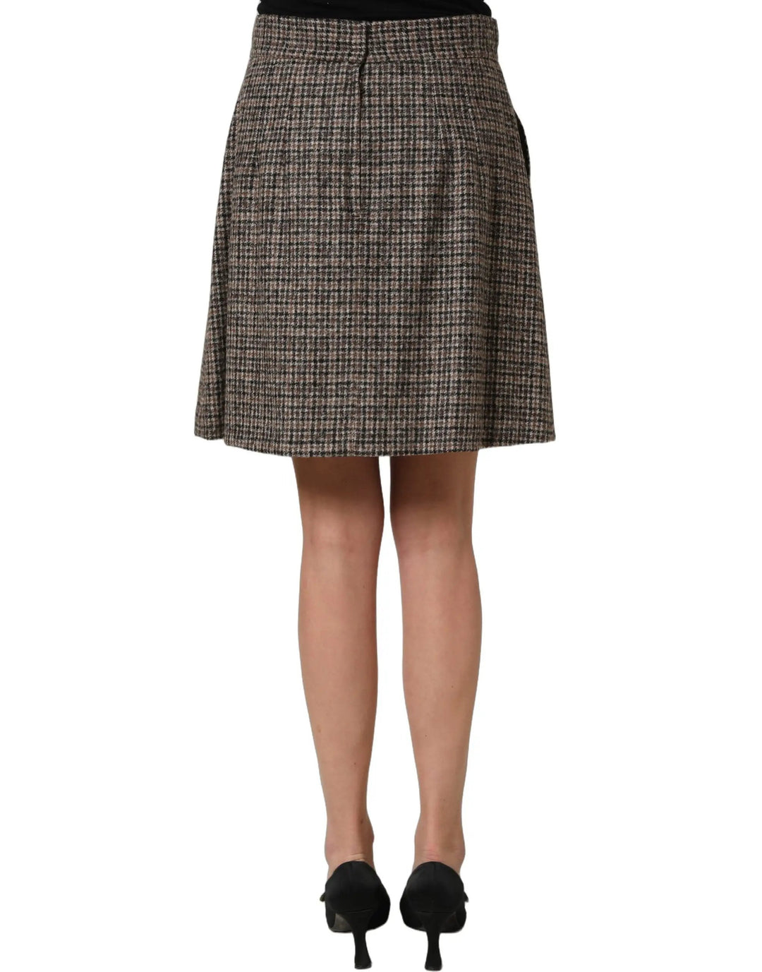 Dolce &amp; Gabbana Brown Tweed High Waist A-line Mini Skirt