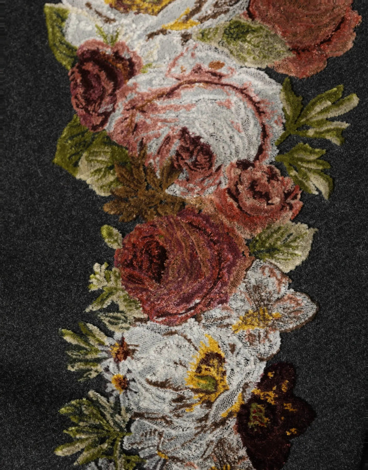 Dolce &amp; Gabbana Black Floral Macramé High Waist A-line Skirt