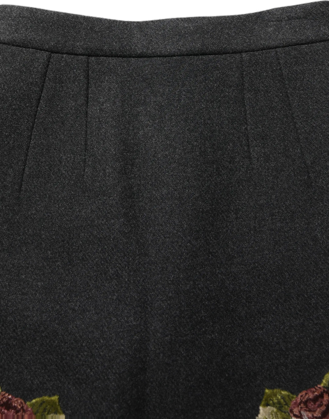 Dolce &amp; Gabbana Black Floral Macramé High Waist A-line Skirt