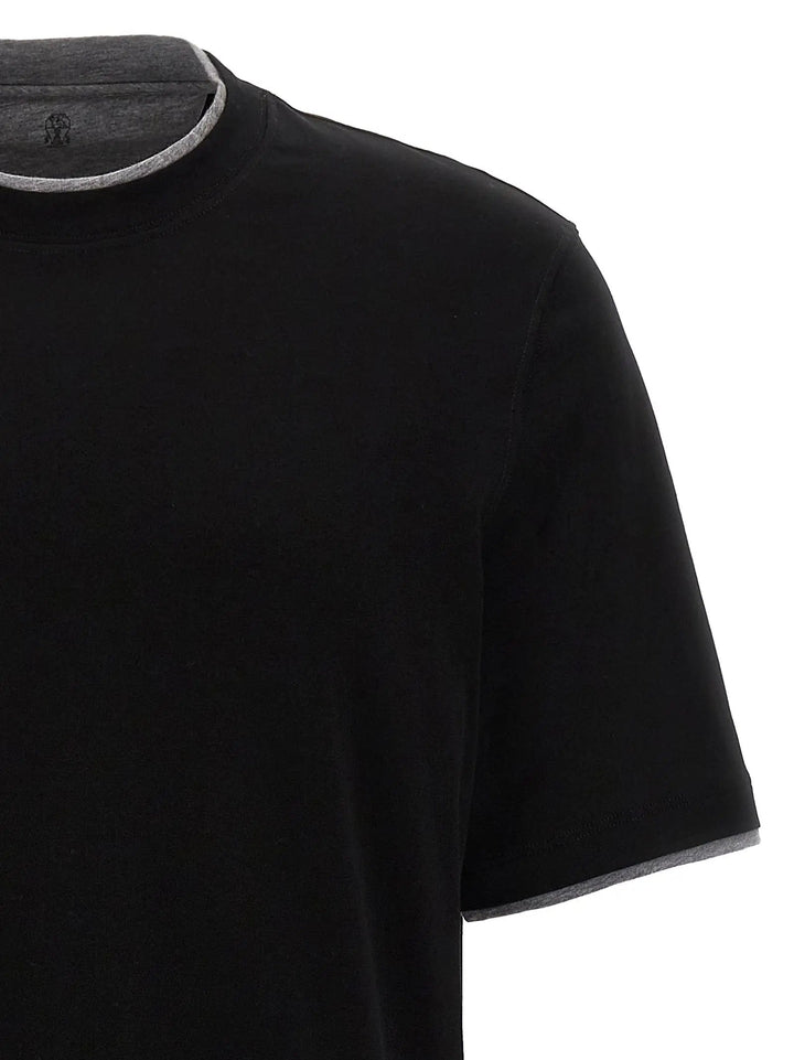 Brunello Cucinelli Black Cotton T-Shirt