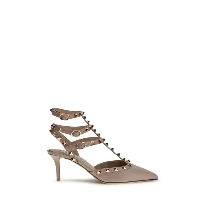 Valentino Garavani Sample Sale | Valentino Garavani Beige Calf Leather Bos Taurus Mid Heel Pumps - | Designer outlet