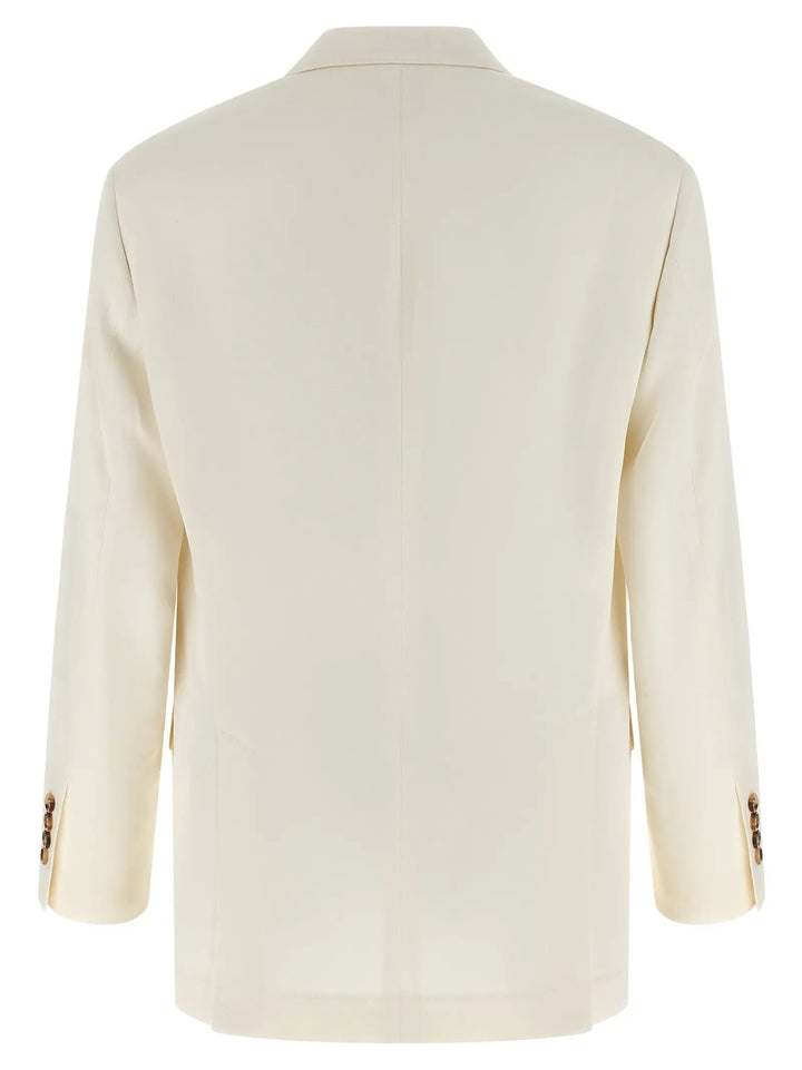 Brunello Cucinelli White Silk Blazer