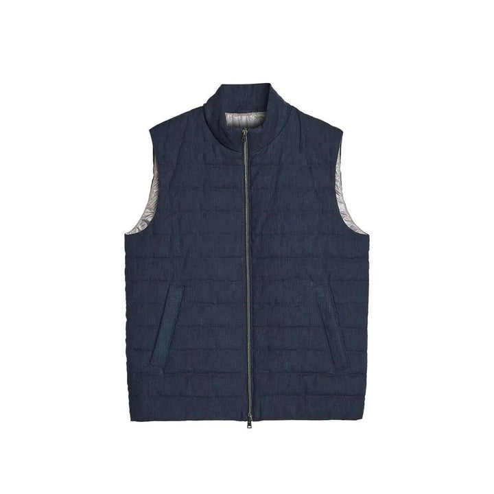 Herno Blue Linen Sleeveless Jacket