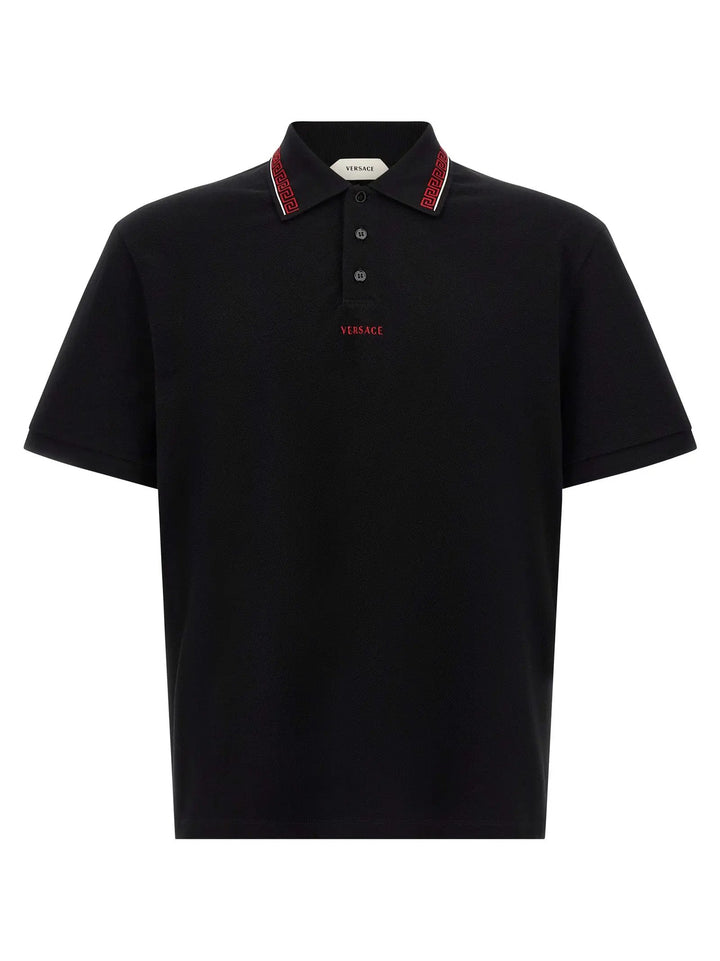 Versace Black Cotton Polo Shirt
