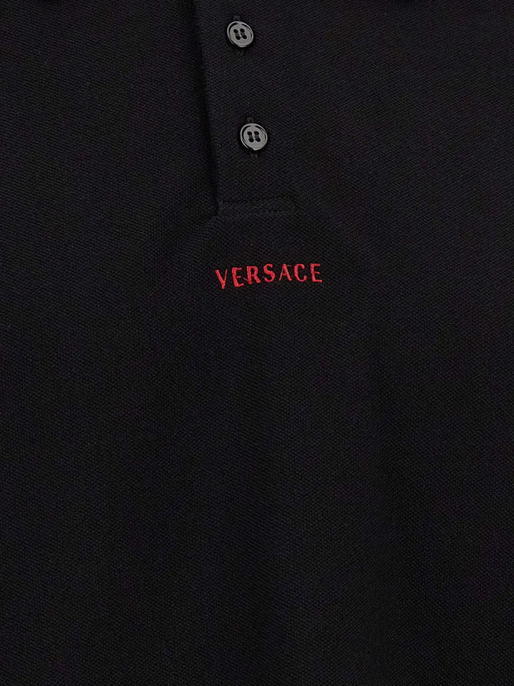 Versace Black Cotton Polo Shirt