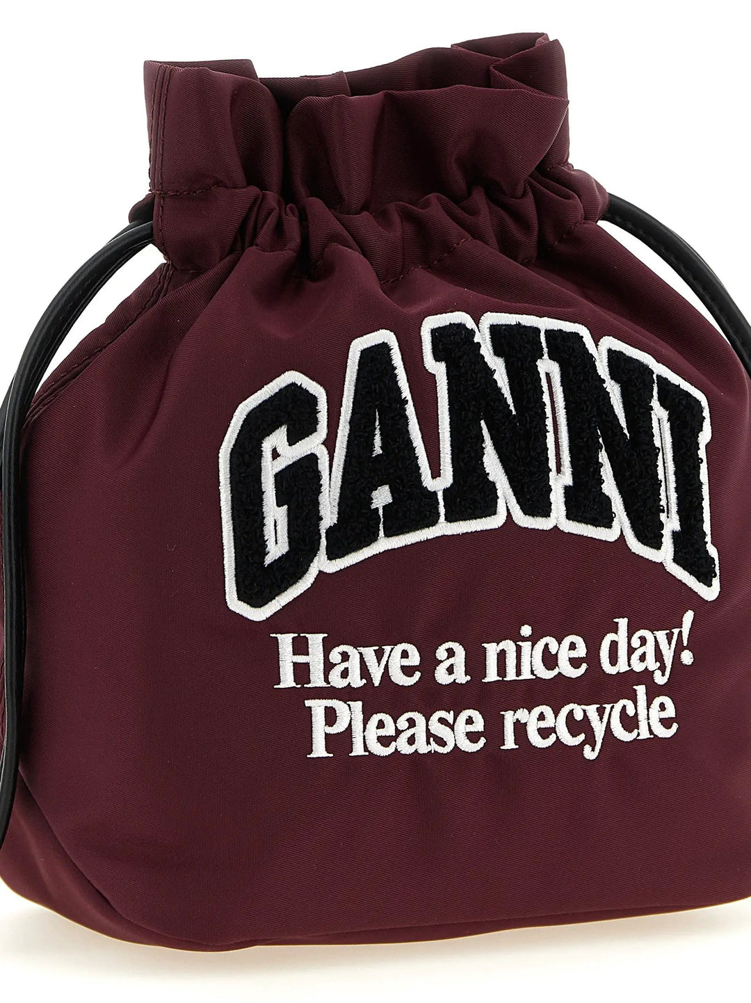 Ganni Bordeaux Recycled Polyamide Clutch Bag