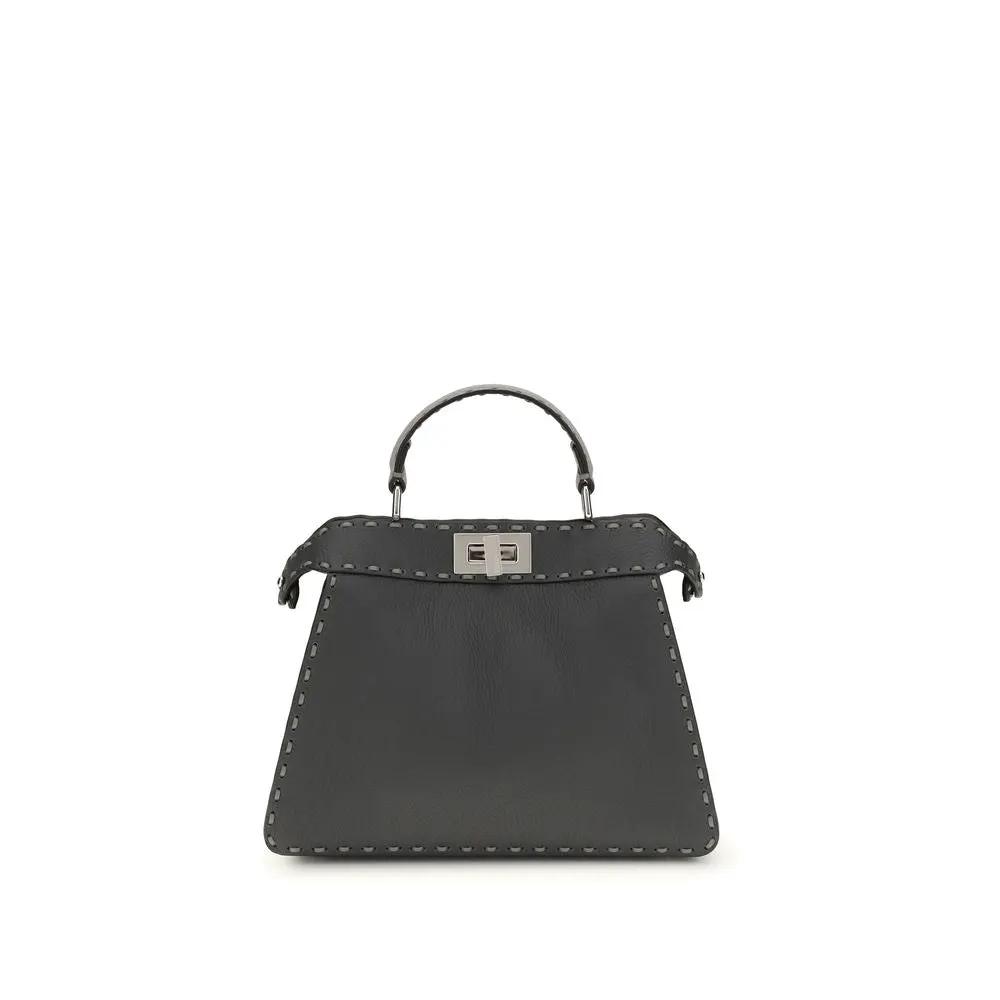Fendi Gray Calf Leather Bos Taurus Handbag