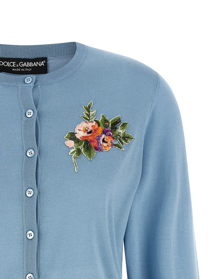Dolce &amp; Gabbana Blue Silk Cardigan
