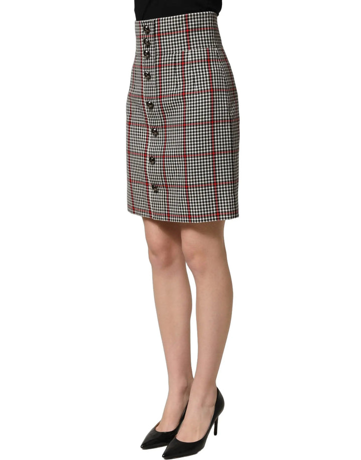 Dolce &amp; Gabbana Gray Checkered High Waist A-line Mini Skirt