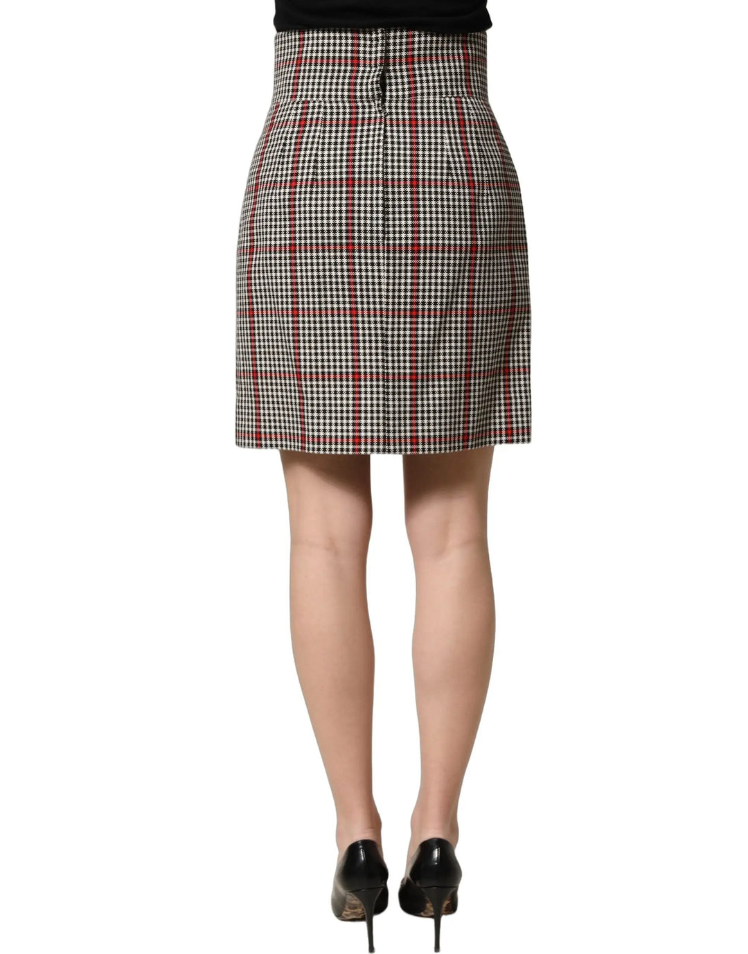 Dolce &amp; Gabbana Gray Checkered High Waist A-line Mini Skirt