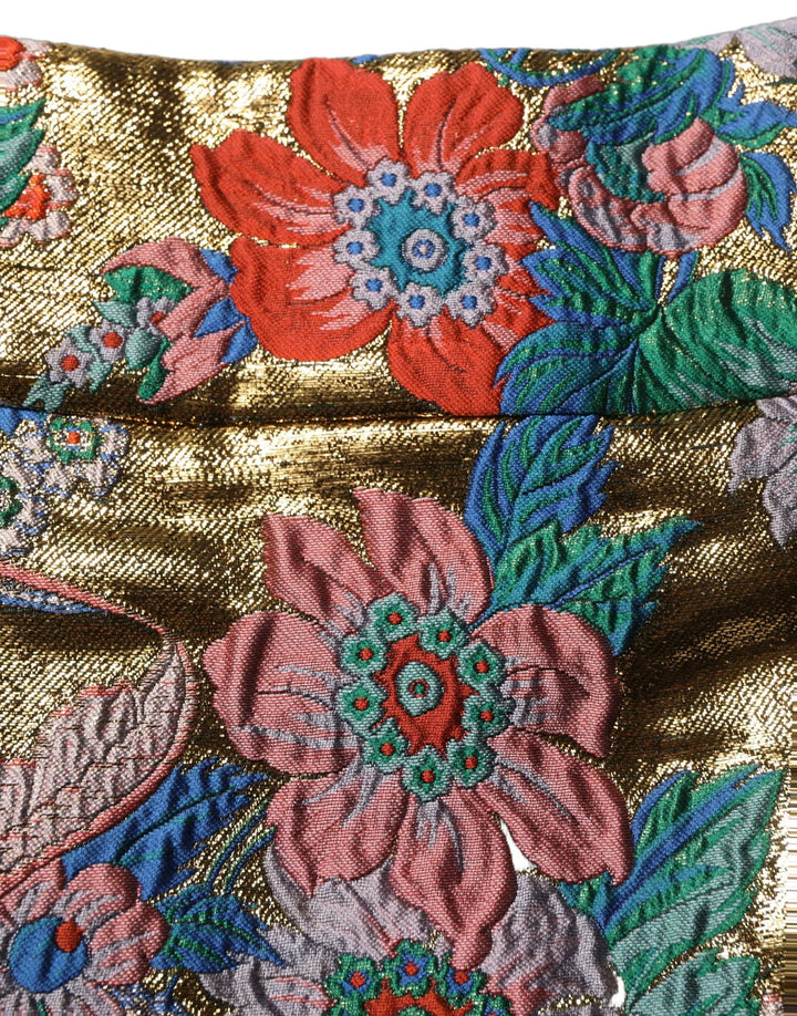 Dolce &amp; Gabbana Multicolor Floral Jacquard MidWaist Mini Skirt