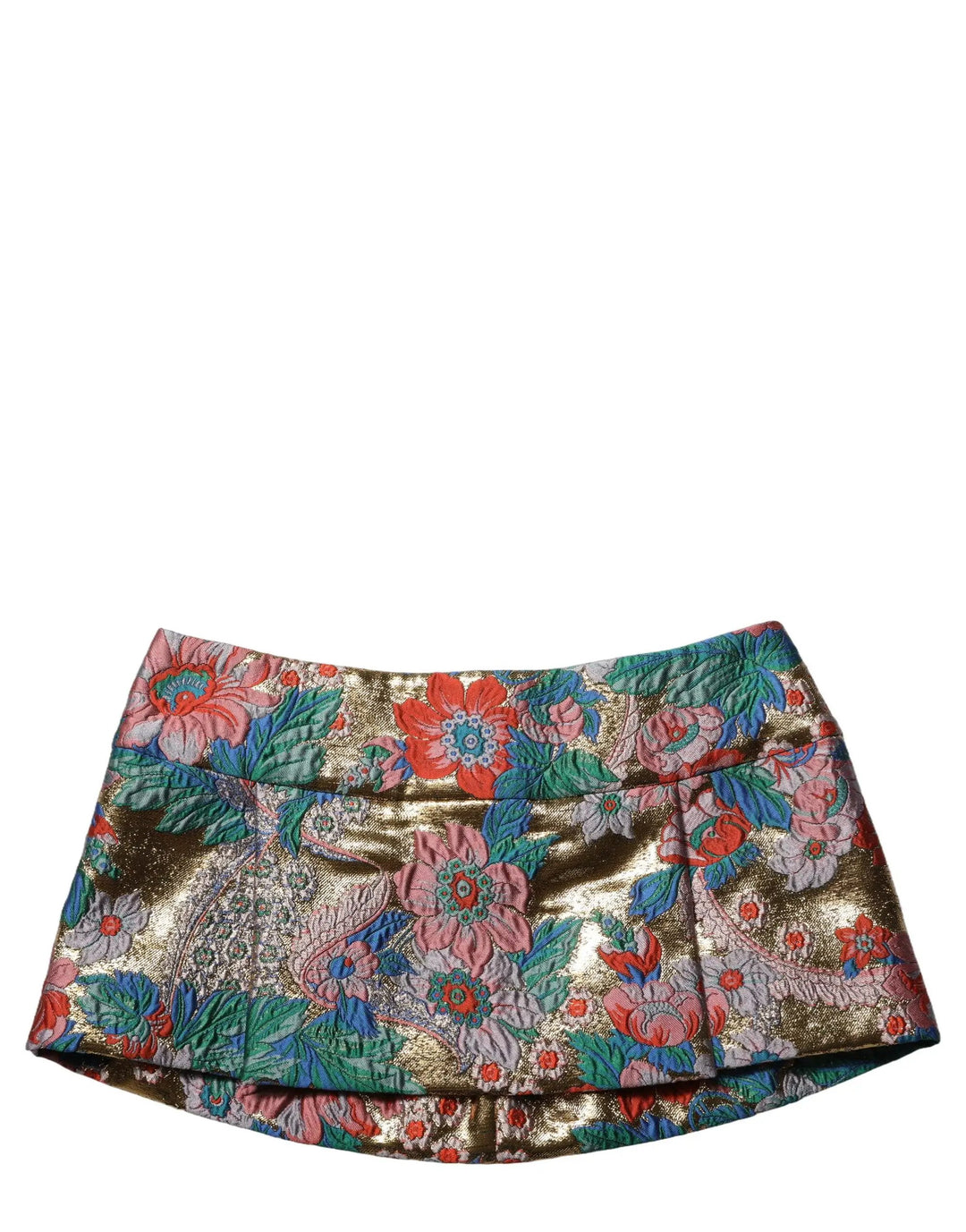 Dolce &amp; Gabbana Multicolor Floral Jacquard MidWaist Mini Skirt