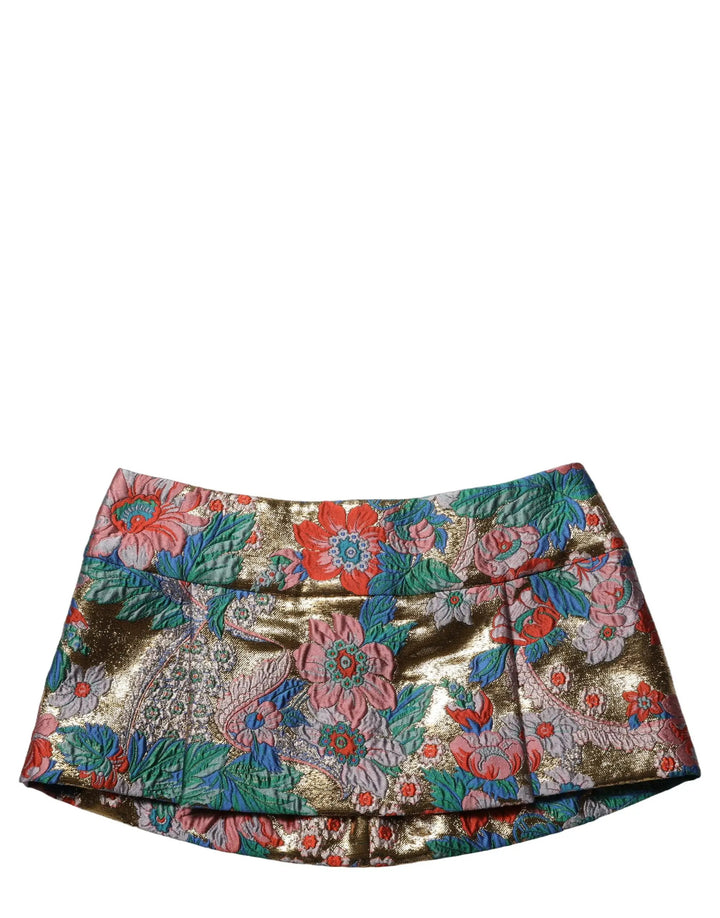 Dolce &amp; Gabbana Multicolor Floral Jacquard MidWaist Mini Skirt