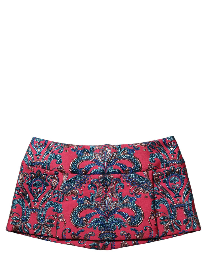 Dolce &amp; Gabbana Multicolor Floral Jacquard MidWaist Mini Skirt