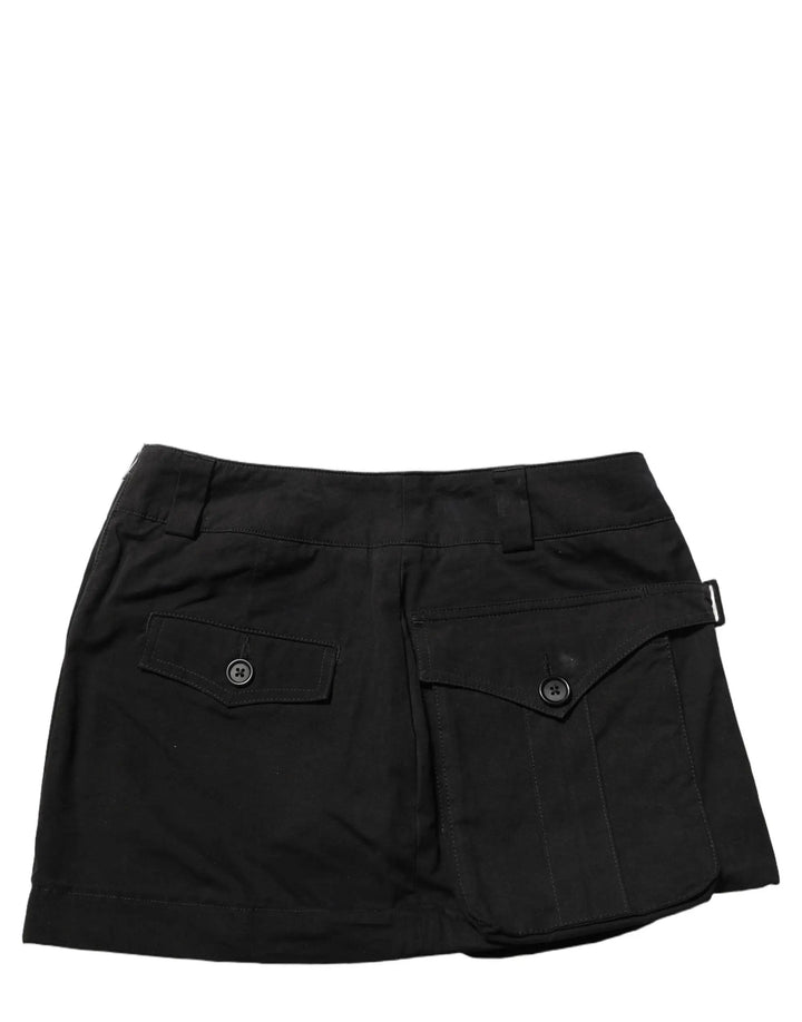 Dolce &amp; Gabbana Black Cotton Mid Waist A-line Mini Skirt