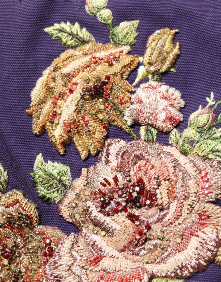 Dolce &amp; Gabbana Purple Floral Embellsihed MidWaist Mini Skirt