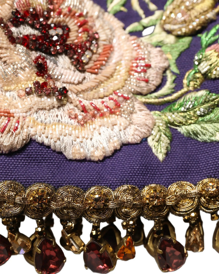 Dolce &amp; Gabbana Purple Floral Embellsihed MidWaist Mini Skirt