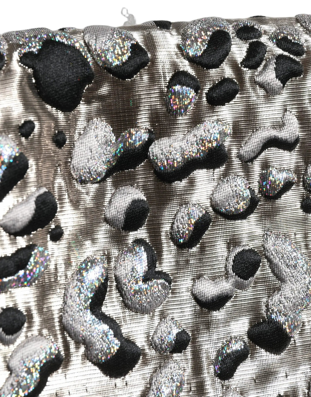 Dolce &amp; Gabbana Silver Leopard Jacquard Mid Waist Mini Skirt