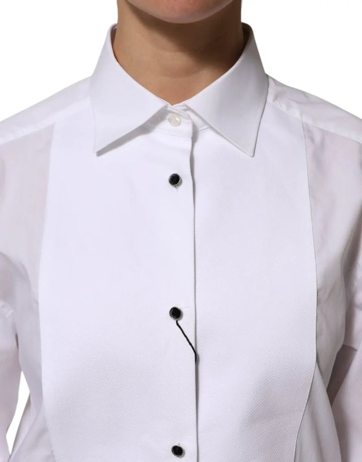 Dolce &amp; Gabbana Sample Sale | Dolce &amp; Gabbana White Cotton Tuxedo Bib Long Sleeve Dress Shirt - | Designer outlet