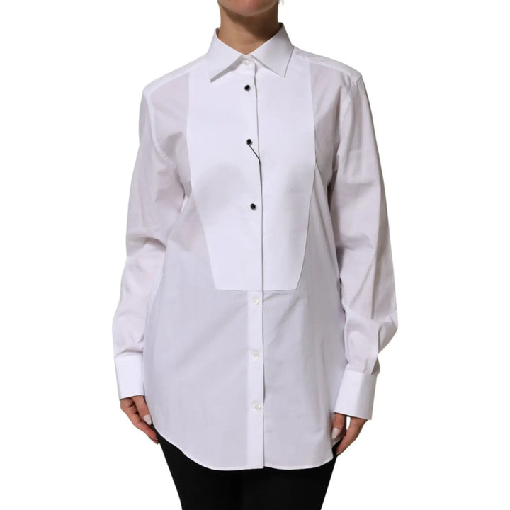 Dolce &amp; Gabbana Sample Sale | Dolce &amp; Gabbana White Cotton Tuxedo Bib Long Sleeve Dress Shirt - | Designer outlet