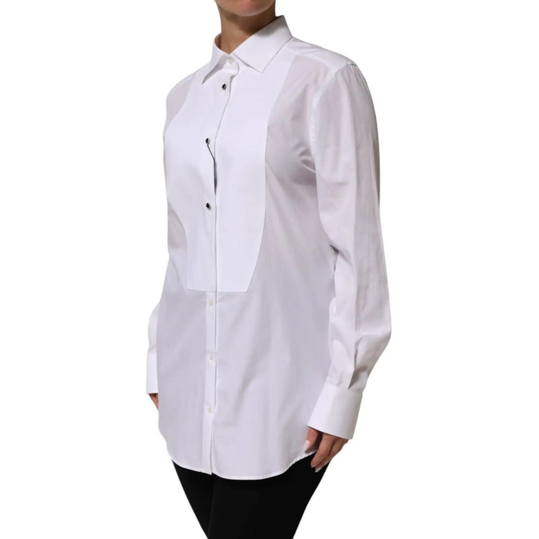 Dolce &amp; Gabbana Sample Sale | Dolce &amp; Gabbana White Cotton Tuxedo Bib Long Sleeve Dress Shirt - | Designer outlet