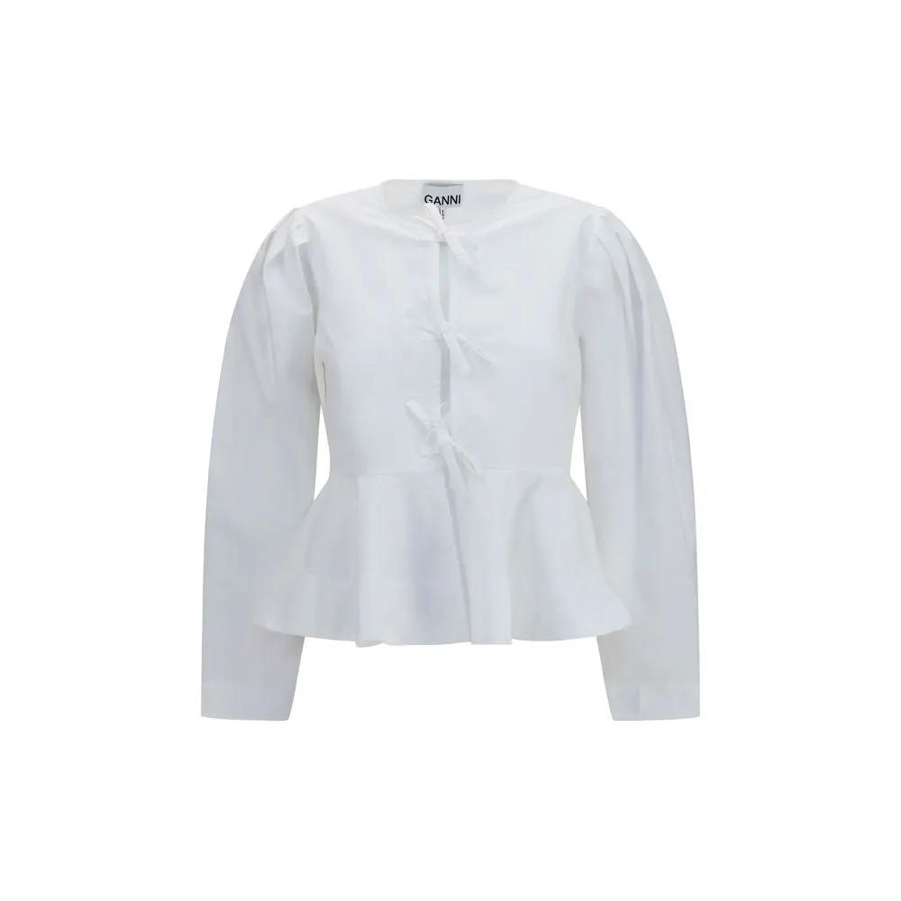 Ganni Sample Sale | Ganni White Cotton Blouse - | Designer outlet