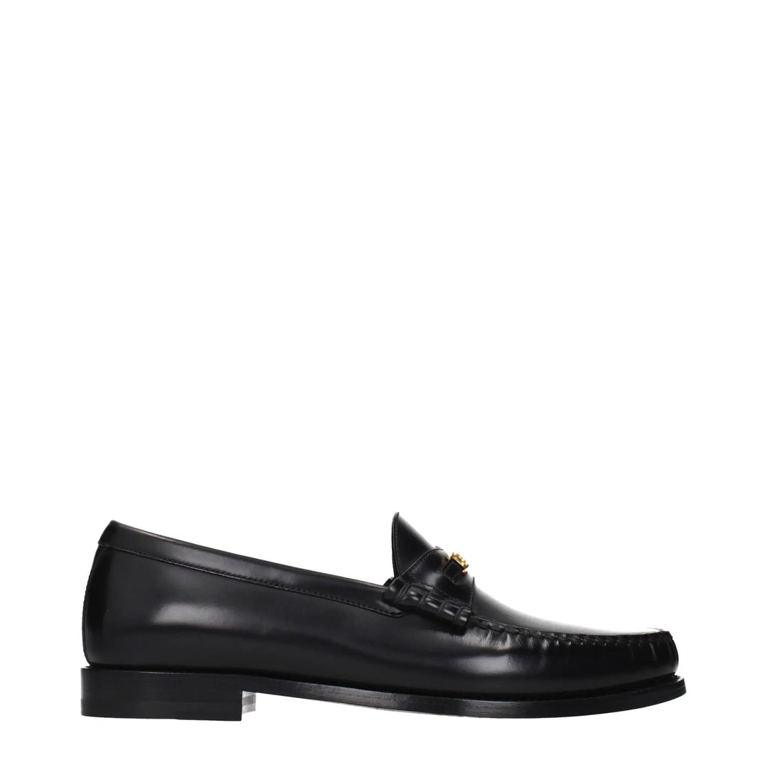 Celine Sample Sale | Celine Black Leather Slip-On Loafers - | Designer outlet