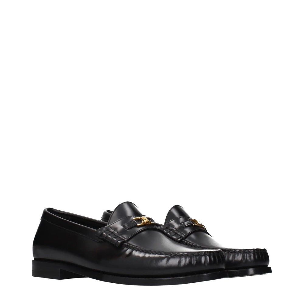 Celine Sample Sale | Celine Black Leather Slip-On Loafers - | Designer outlet