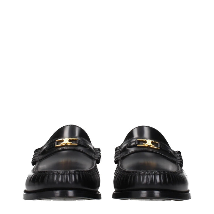 Celine Sample Sale | Celine Black Leather Slip-On Loafers - | Designer outlet