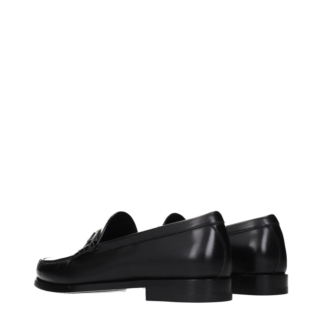 Celine Sample Sale | Celine Black Leather Slip-On Loafers - | Designer outlet