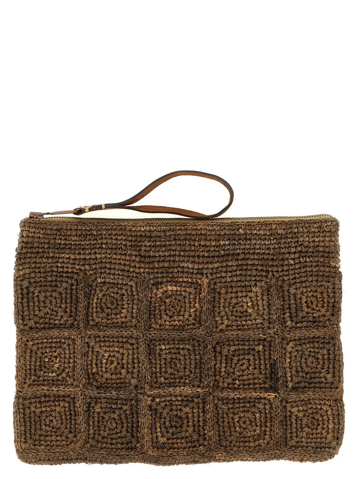Ibeliv Brown Raffia Clutch Bag