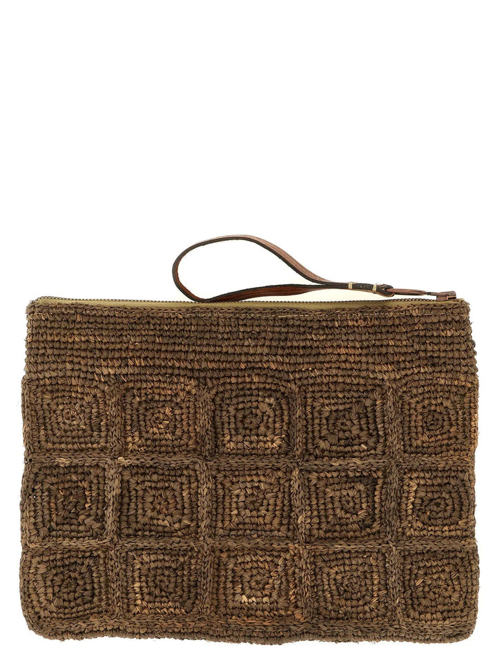 Ibeliv Brown Raffia Clutch Bag