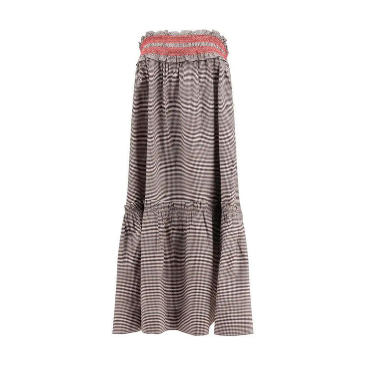 Ganni Brown Cotton Midi Skirt
