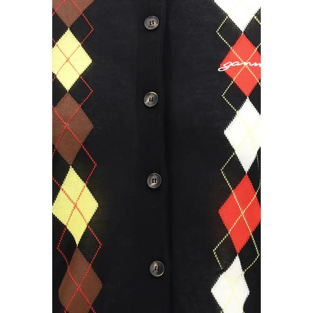 Ganni Black Cotton Cardigan