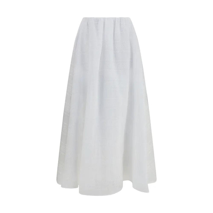 Brunello Cucinelli White Cotton Long Skirt