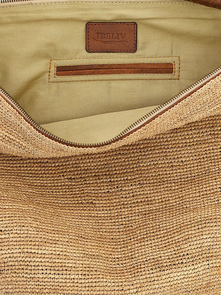 Ibeliv Beige Raffia Shoulder Bag