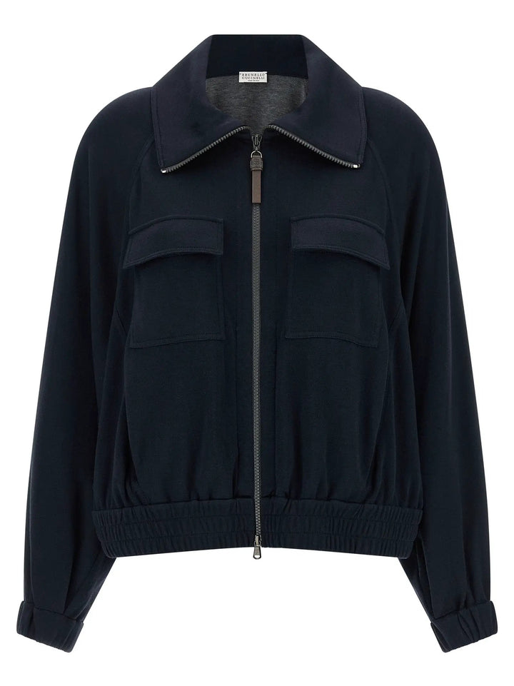 Brunello Cucinelli Blue Cotton Bomber
