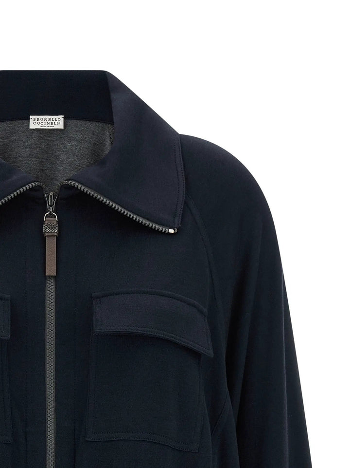 Brunello Cucinelli Blue Cotton Bomber
