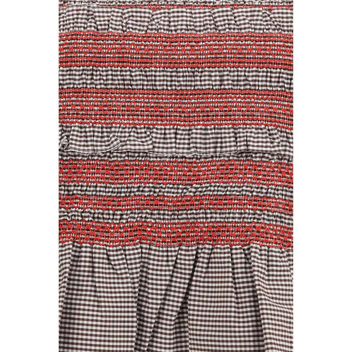 Ganni Brown Cotton Sleeveles T-Shirt