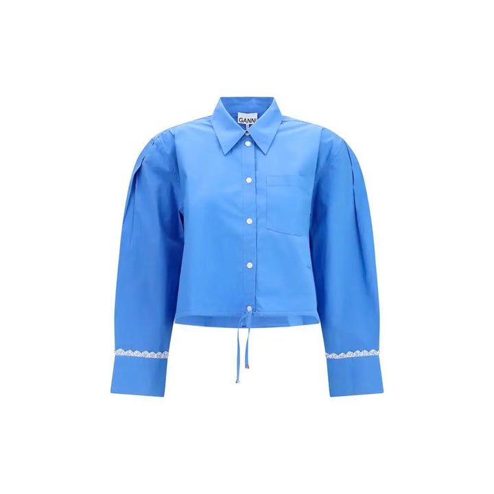 Ganni Blue Cotton Pattern Shirt
