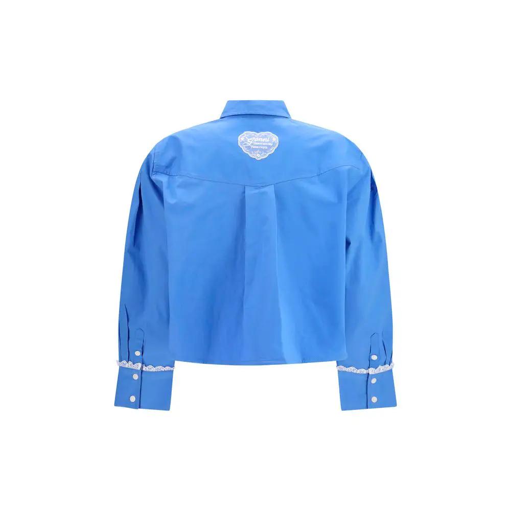 Ganni Sample Sale | Ganni Blue Cotton Pattern Shirt - | Designer outlet