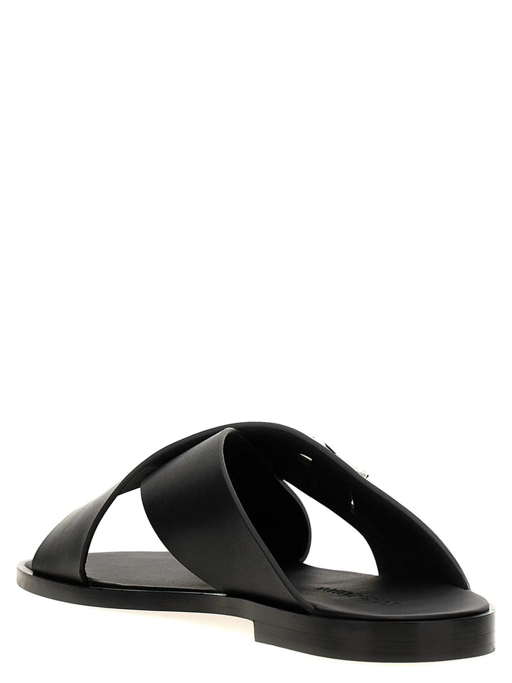 Dolce &amp; Gabbana Black Calfskin Slides