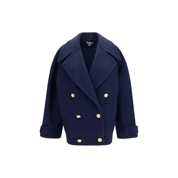 Balmain Sample Sale | Balmain Blue Wool Oves Aries Coat - | Designer outlet