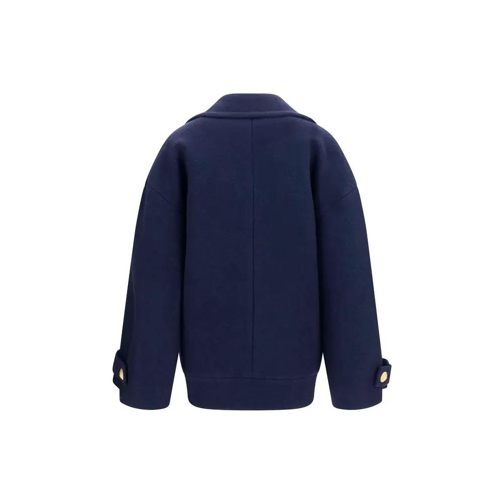 Balmain Sample Sale | Balmain Blue Wool Oves Aries Coat - | Designer outlet
